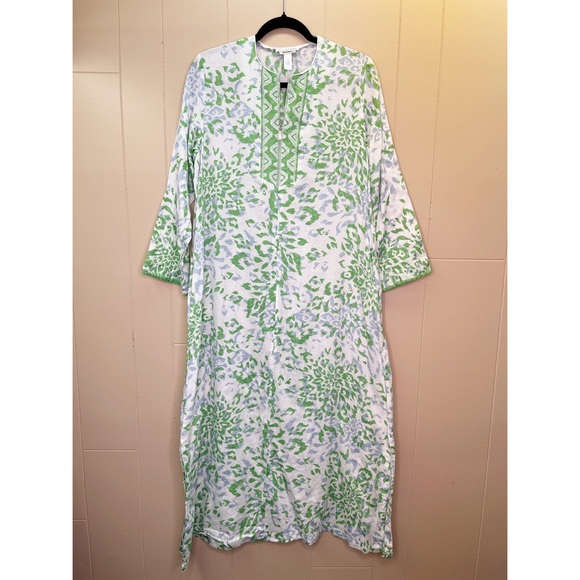 Oscar de la Renta Dresses & Skirts - Oscar De La Renta Long Kaftan Tunic Dress Size Medium Printed Blue Green